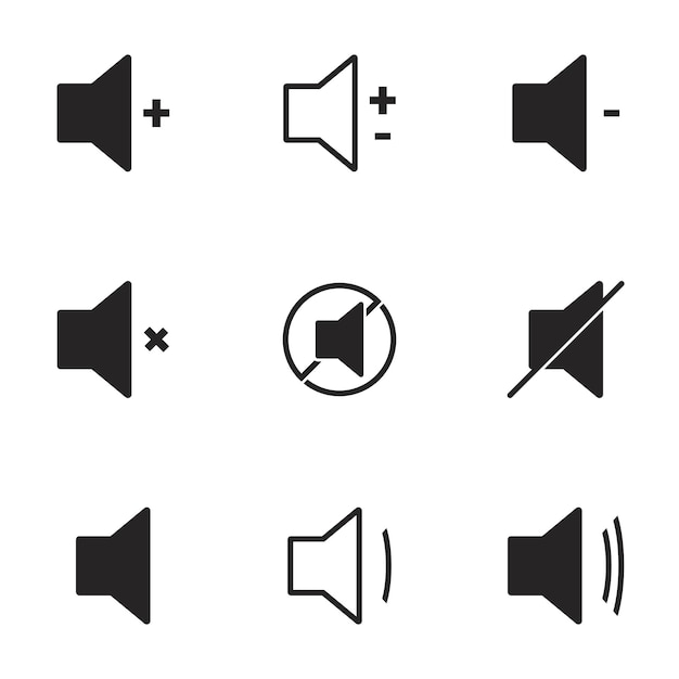 Iconos de volumen de altavoz de audio Fondo blanco