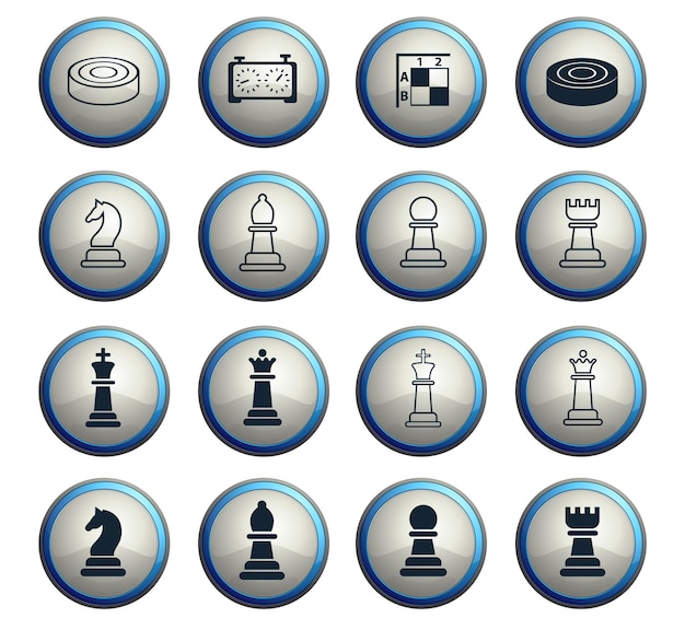 Iconos web de ajedrez para el diseño de la interfaz de usuario