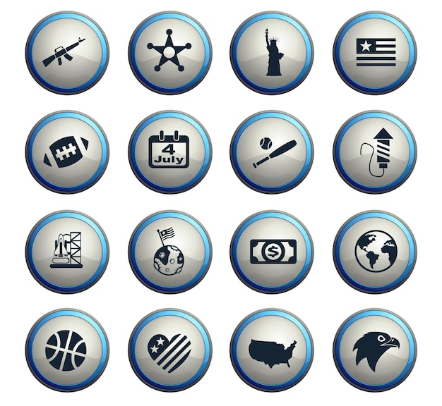 Iconos web de américa para el diseño de la interfaz de usuario