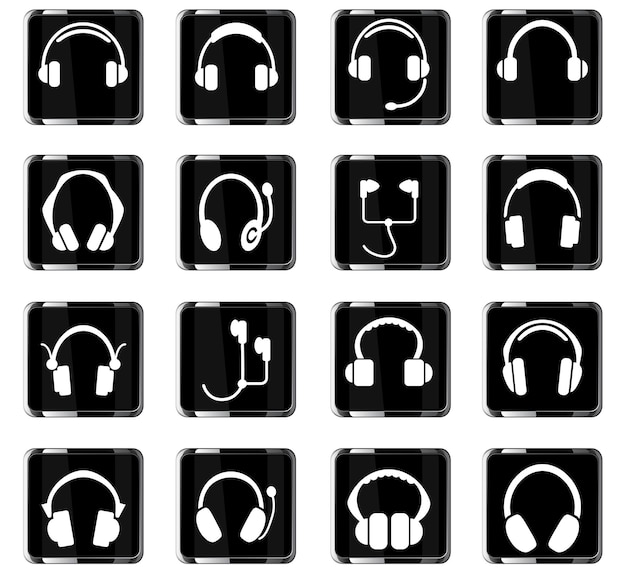 Iconos web de auriculares para el diseño de la interfaz de usuario