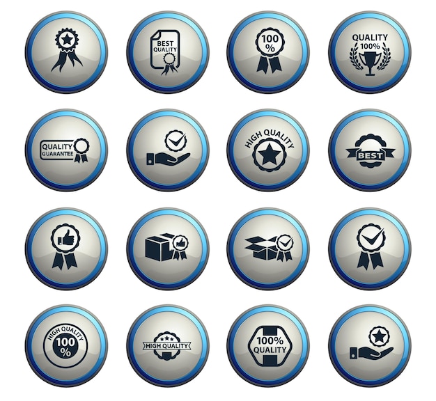 Iconos web de calidad en botones redondos para el diseño de la interfaz de usuario