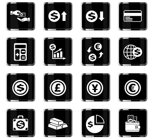 Iconos web de cambio de moneda para el diseño de la interfaz de usuario
