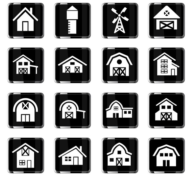 Iconos web de construcción agrícola para el diseño de la interfaz de usuario
