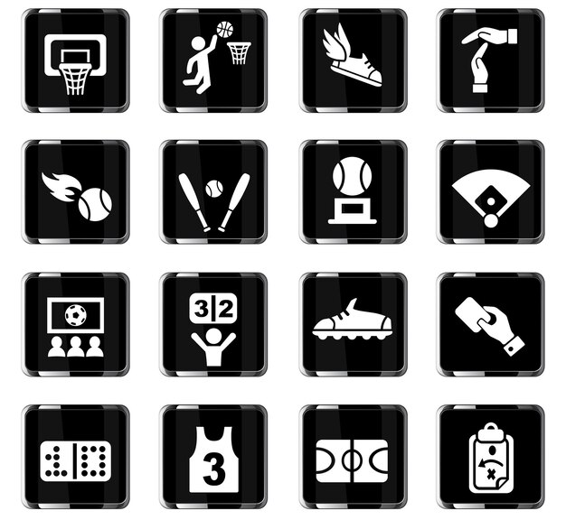 Iconos de la web de deporte para el diseño de la interfaz de usuario