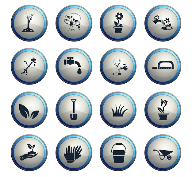 Iconos web de diseño de paisaje para el diseño de la interfaz de usuario