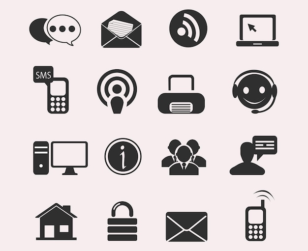 Iconos web e Internet sobre fondo blanco, objetos aislados. conjunto de iconos web.