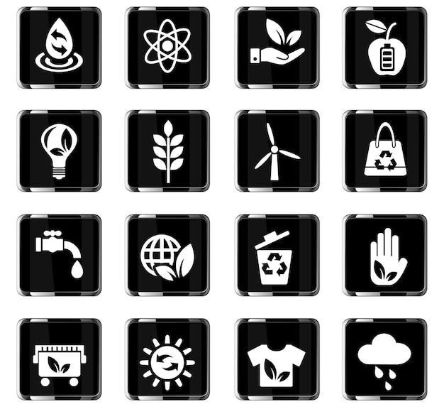 Iconos web de energía alternativa para el diseño de la interfaz de usuario