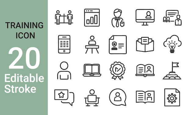 Iconos web de entrenamiento en estilo de línea