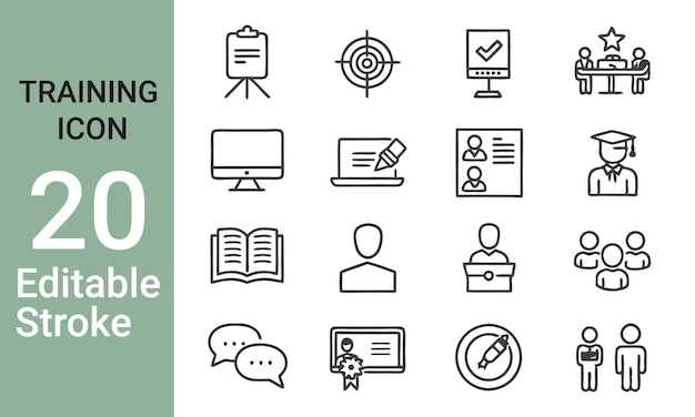 Iconos web de entrenamiento en estilo de línea
