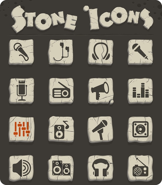 Iconos web de equipos musicales para el diseño de la interfaz de usuario