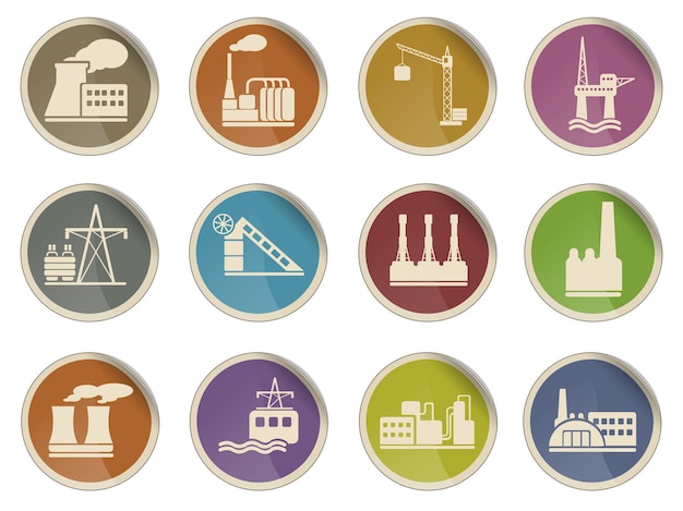 Iconos web de fábrica e industria