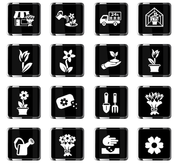 Iconos web de flores para el diseño de la interfaz de usuario