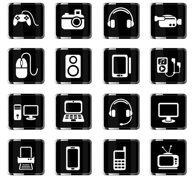Iconos web de gadgets para el diseño de la interfaz de usuario