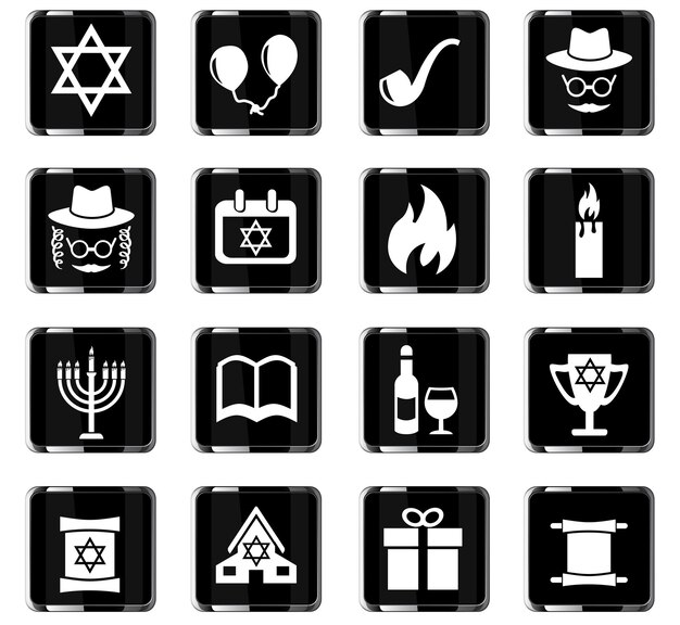 Iconos web de Hanukkah para el diseño de la interfaz de usuario