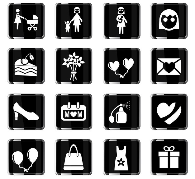 Iconos web de Mohter Day para el diseño de la interfaz de usuario