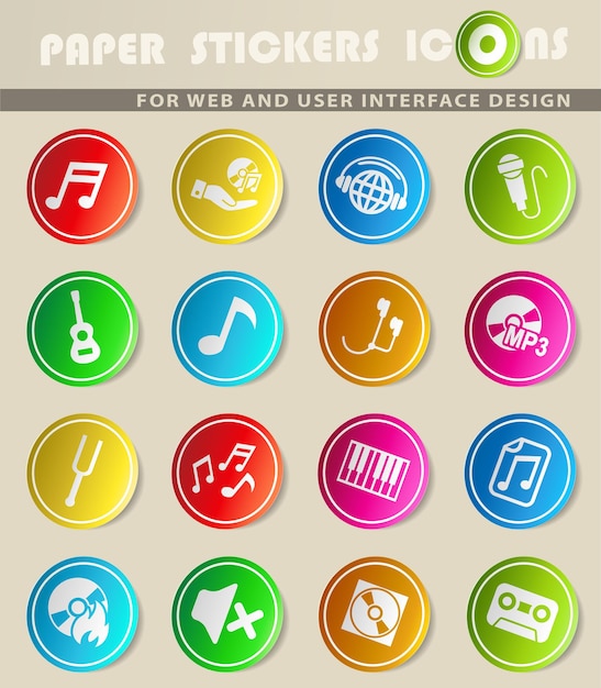 Iconos de la web de música para el diseño de la interfaz de usuario