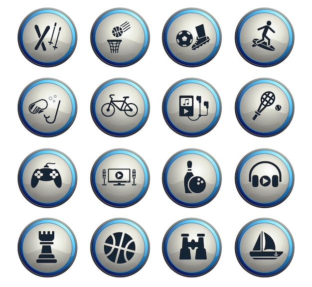 Iconos web de ocio para el diseño de la interfaz de usuario