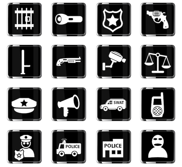Iconos web policiales para el diseño de la interfaz de usuario