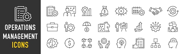 Iconos web de productividad y eficiencia en estilo de línea Planificación de negocios de rendimiento Colección de procesos de objetivos de éxito Ilustración vectorial