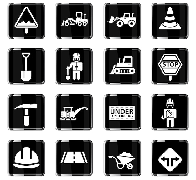 Iconos web de reparación de carreteras para el diseño de la interfaz de usuario