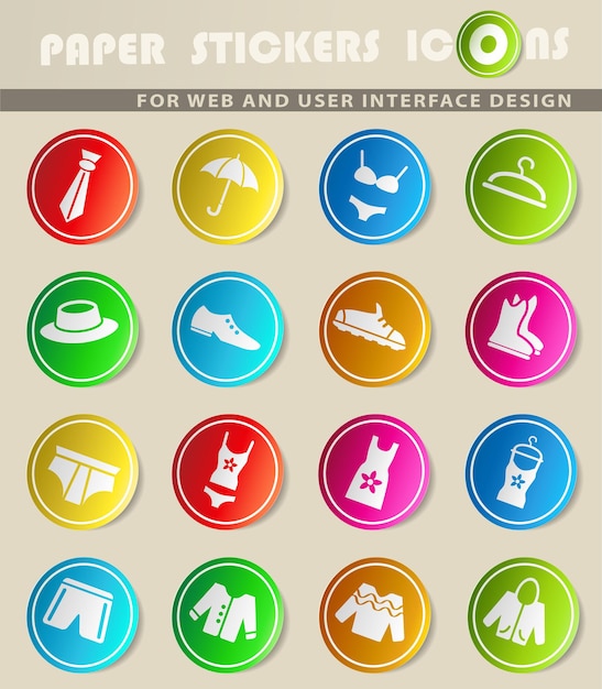 Vector iconos web de ropa para el diseño de la interfaz de usuario