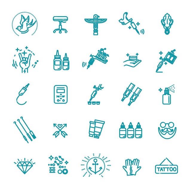 iconos web de salón de tatuaje para el diseño de la interfaz de usuario