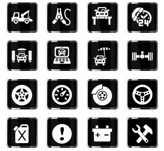 Iconos de web de servicio de coche para el diseño de la interfaz de usuario