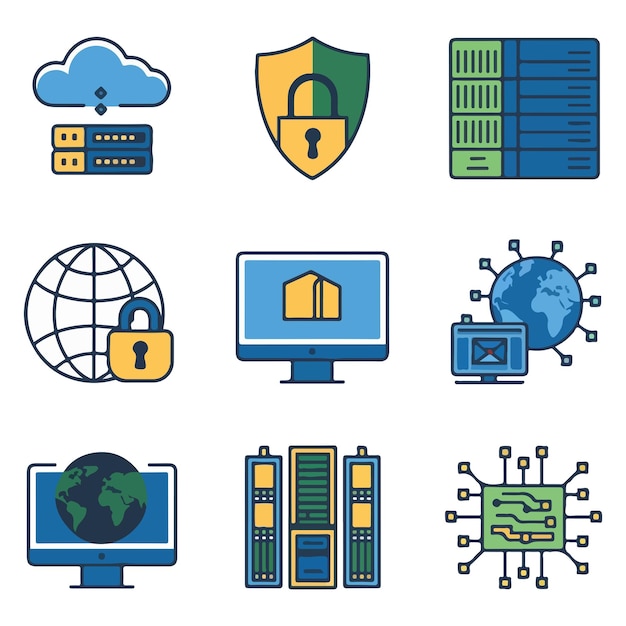 Iconos web de tecnología de la información conjunto de iconos de línea delgada de TI simples colección que contiene tecnología