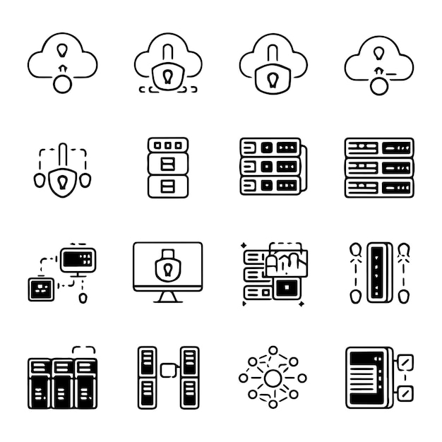 Iconos web de tecnología de la información conjunto de iconos de línea delgada de TI simples colección que contiene tecnología