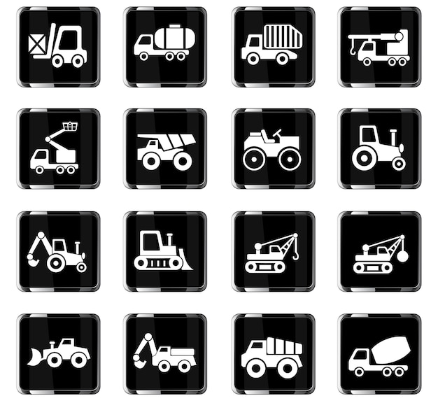 Vector iconos web de transporte industrial para el diseño de la interfaz de usuario