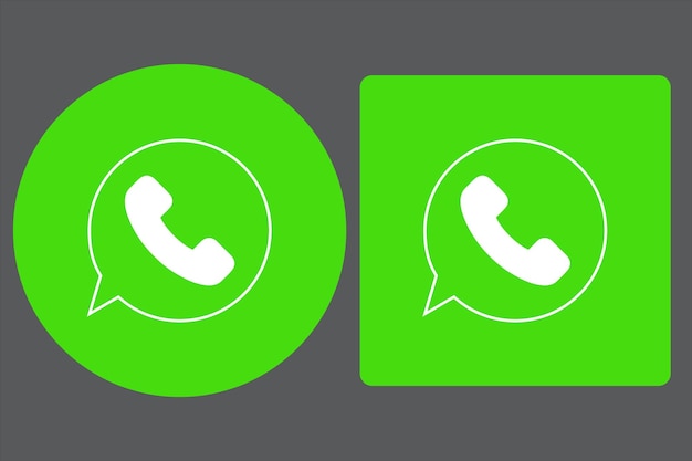Iconos de WhatsApp redondos y cuadrados variaciones verdes sobre fondo gris