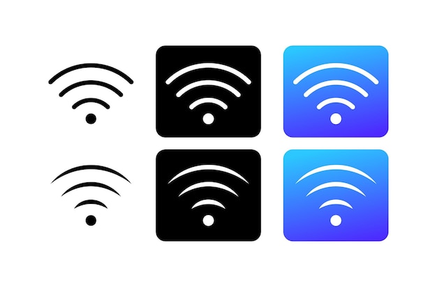 Vector iconos wifi diferentes estilos wifi en un cuadrado iconos wi-fi iconos vectoriales