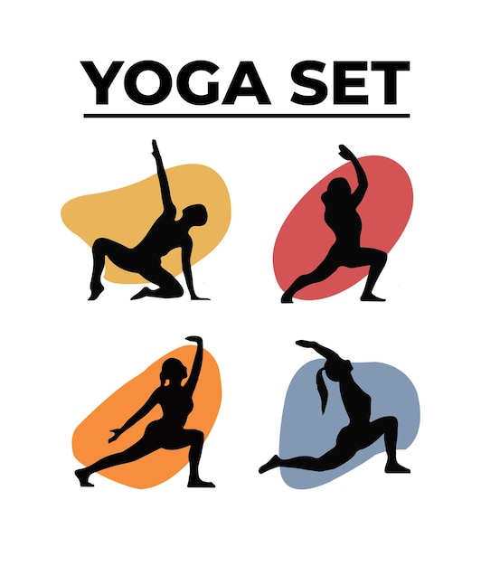 Iconos de yoga inspirados en la gimnasia que muestran técnicas de meditación y posturas de ejercicio