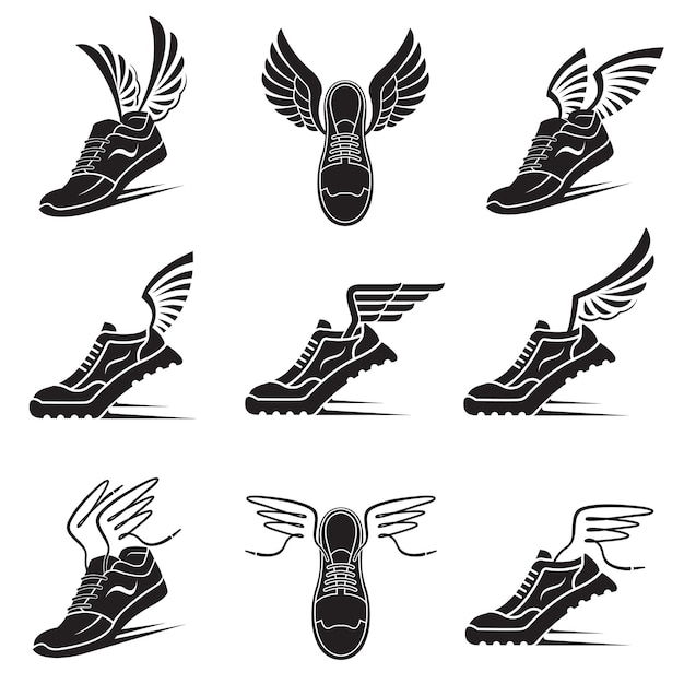iconos de zapatos deportivos alados