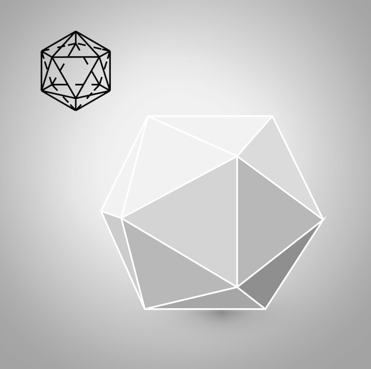Vector icosahedron es una figura geométrica de moda hipster diseño minimalista película de cuerpos sólidos icosahedro