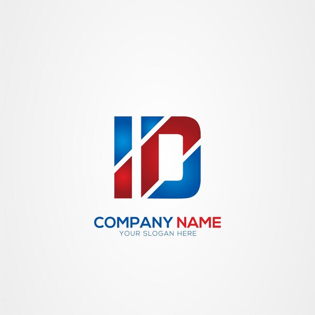 ID o DI Creative Modern Letters Diseño del logotipo Elemento rojo y azul