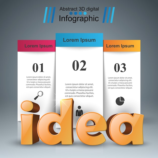 Idea 3d idea sobre el fondo gris