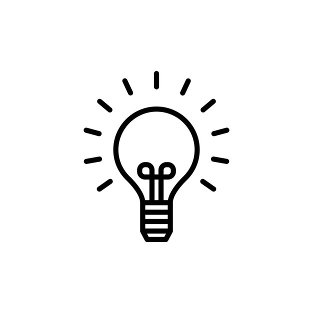 idea de bombilla y icono de vector de lámpara de contorno eps 10