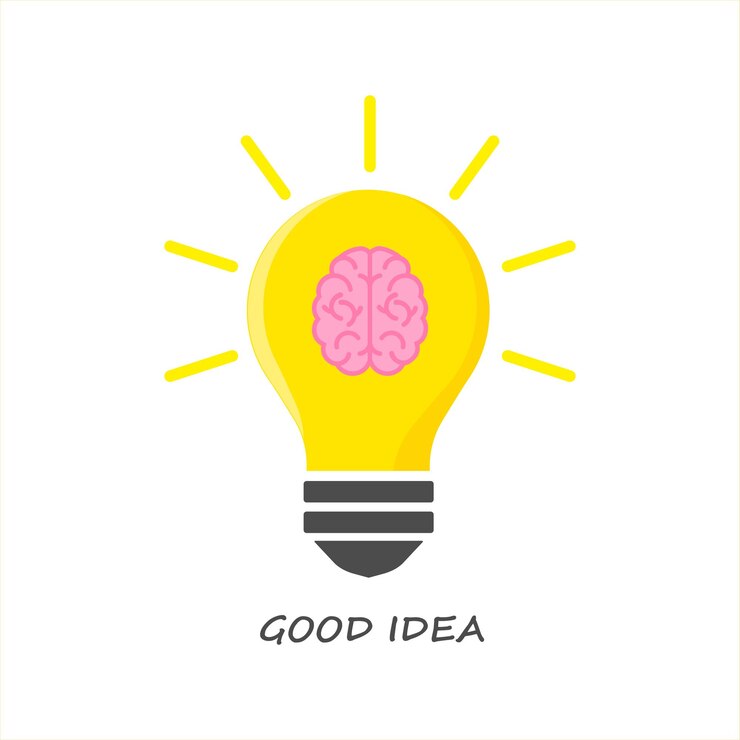 Vector idea de bombilla con ilustración de vector de cerebro