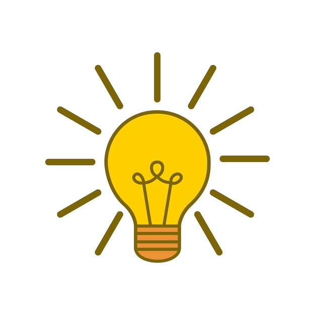 idea de bombilla plana aislada diseño de icono iluminación de bombilla de icono elemento básico recurso gráfico
