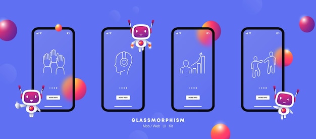 Idea compartir concepto línea icono fantasía trabajo en equipo ayuda mutua libro bombilla Glassmorphism UI teléfono aplicación pantallas Vector línea icono para negocios