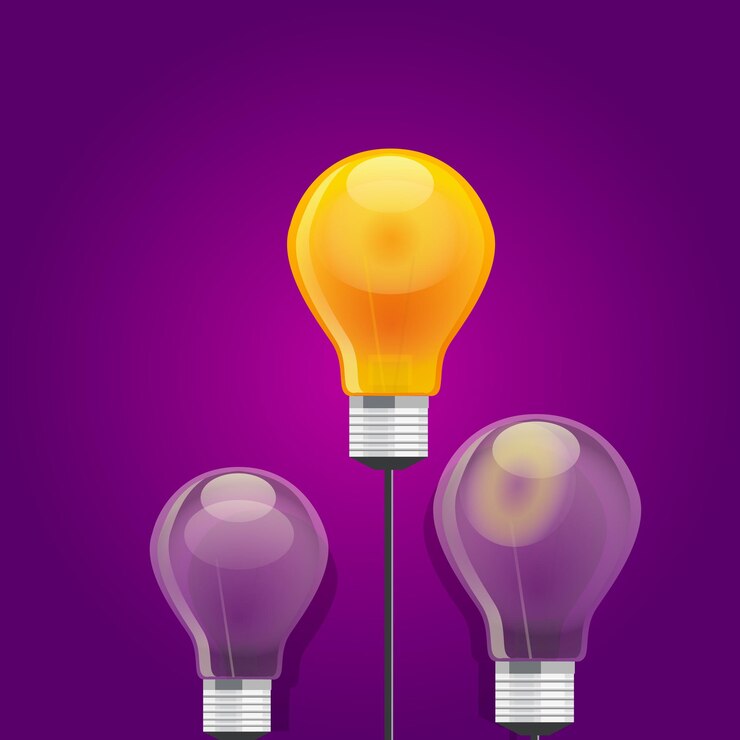 Vector idea competir mejor bombilla brillar lámpara de luz