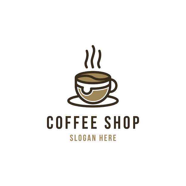 Vector idea de concepto de diseño del logotipo de la cafetería