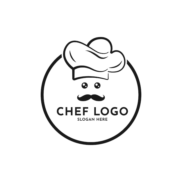 Idea del concepto de diseño del logotipo del chef con forma de círculo
