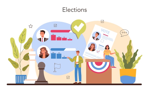 Vector idea del concepto político de la elección y el partido político de gobernanza democrática