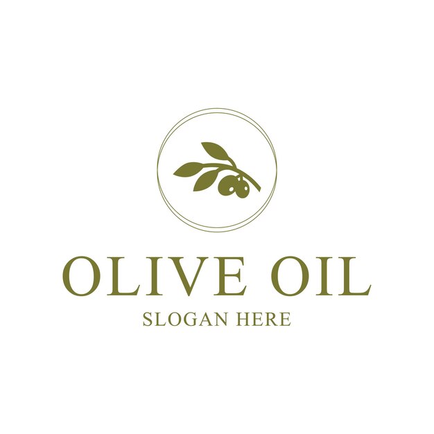 idea conceptual de diseño de logotipo de aceite de oliva con círculo de etiqueta