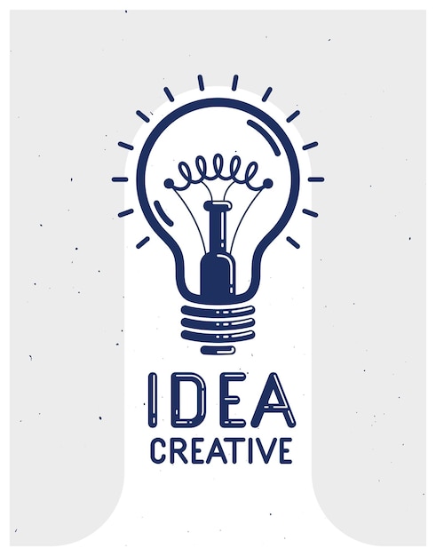 Idea creativa bombilla vector logo lineal o icono, creatividad, invención científica o bombilla de investigación, nuevo comienzo de negocio.