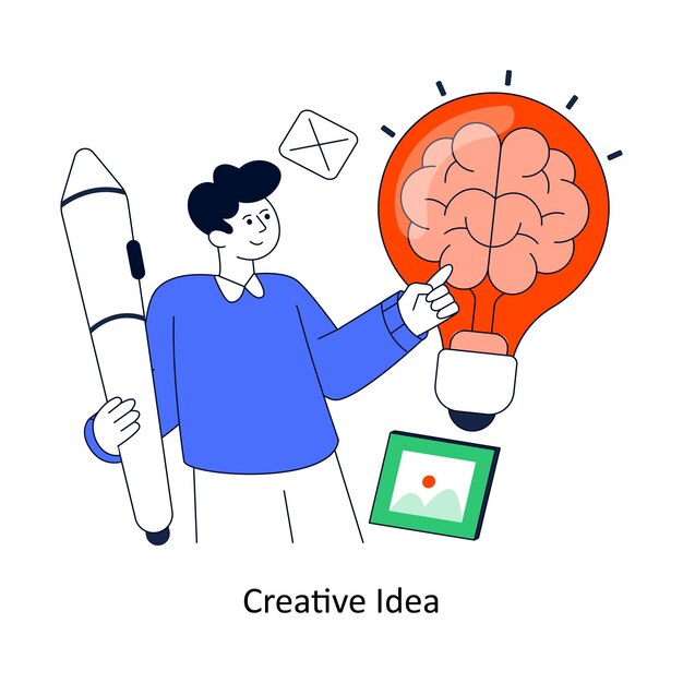 Idea creativa Diseño de estilo plano Ilustración vectorial Ilustración de stock