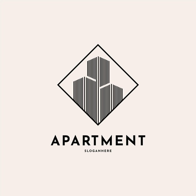 Idea creativa del diseño del logotipo de la línea de propiedad de la arquitectura del edificio