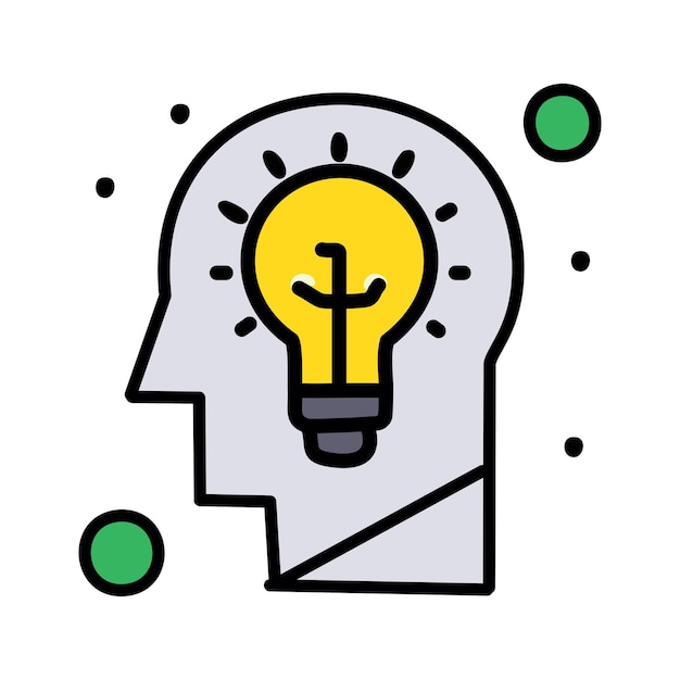 Idea creativa con icono de color de la cabeza humana Ilustración vectorial